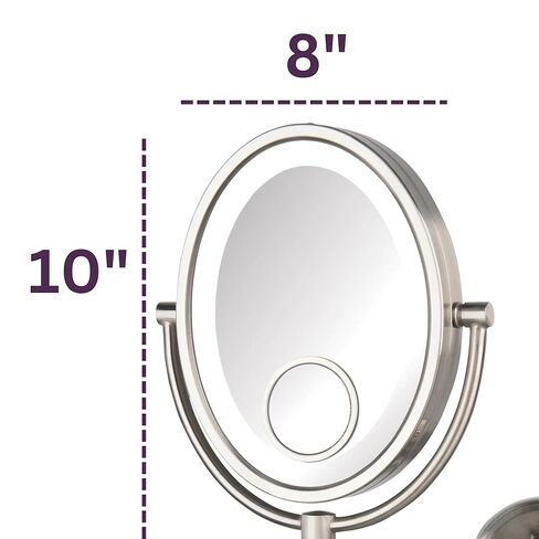 Jerdon Magnifying Makeup Mirror with LED Light -10X-1X Magnification & 15X Spot Mirror in Nickel Finish - Model HL9510NL in Saudi Arabia