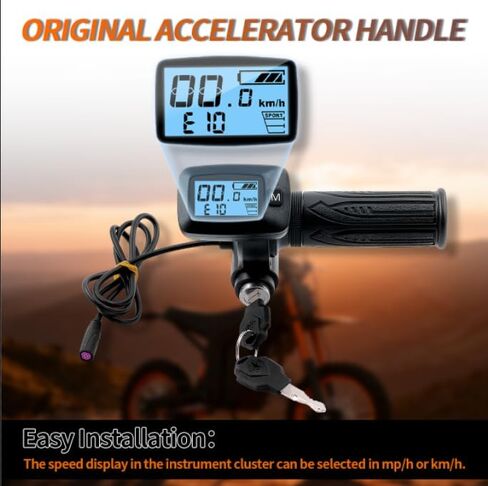 شاشة خنق مدمجة محدثة مع زر M متوافق مع Tutto Tutti Soleil 01 Ebike دراجة نارية كهربائية، 7 أسلاك LCD تويست قبضة عداد السرعة 48V وحدة تحكم سرعة الخانق in Saudi Arabia