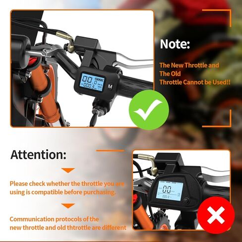 شاشة خنق مدمجة محدثة مع زر M متوافق مع Tutto Tutti Soleil 01 Ebike دراجة نارية كهربائية، 7 أسلاك LCD تويست قبضة عداد السرعة 48V وحدة تحكم سرعة الخانق in Saudi Arabia