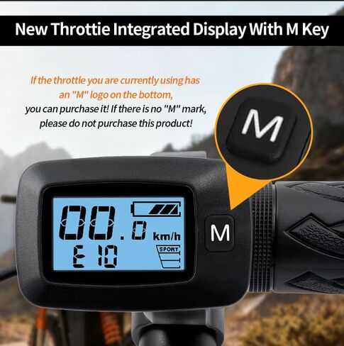 شاشة خنق مدمجة محدثة مع زر M متوافق مع Tutto Tutti Soleil 01 Ebike دراجة نارية كهربائية، 7 أسلاك LCD تويست قبضة عداد السرعة 48V وحدة تحكم سرعة الخانق in Saudi Arabia