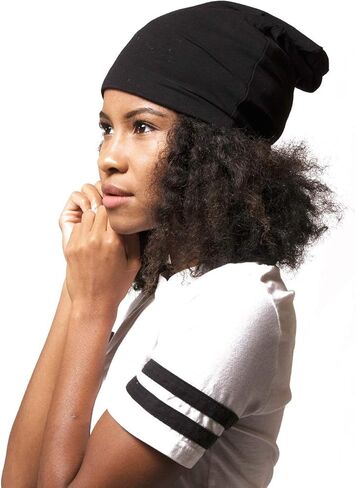 Satin Lined Jersey Beanie, Ultra Soft, Fashionable Hipster Chic, Satin Lining Prevents Breakage and Tangling, Day and Night Hair Defense, Gray, Standard in Saudi Arabia