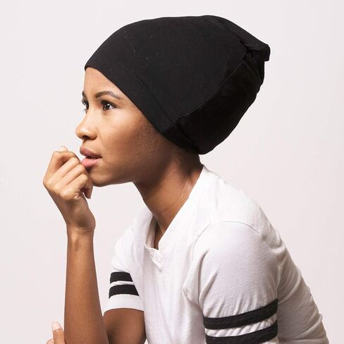 Satin Lined Jersey Beanie, Ultra Soft, Fashionable Hipster Chic, Satin Lining Prevents Breakage and Tangling, Day and Night Hair Defense, Gray, Standard in Saudi Arabia