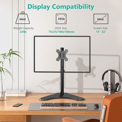 WALI Triple LCD Monitor Desk Mount Fully Adjustable Horizontal Stand Fits 3 Screens up to 27 inch, 22 lbs. Weight Capacity per Arm (M003S), Black in Kuwait
