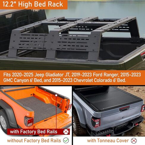 Hooke Road 12.2" High Overland Bed Rack Compatible with 2020-2025 Jeep Gladiator JT, 2019-2023 Ford Ranger, 2015-2023 GMC Canyon 6' Bed and 2015-2023 Chevrolet Colorado 6' Bed in Saudi Arabia