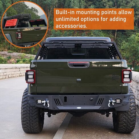 Hooke Road 12.2" High Overland Bed Rack Compatible with 2020-2025 Jeep Gladiator JT, 2019-2023 Ford Ranger, 2015-2023 GMC Canyon 6' Bed and 2015-2023 Chevrolet Colorado 6' Bed in Saudi Arabia