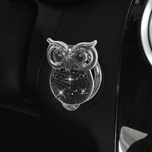غطاء زر تشغيل محرك السيارة الكريستالي من Bling Owl - ملصق حلقة زر إيقاف التشغيل بالضغط على حجر الراين الماسي - غطاء واقي للمفتاح - ملصق تزيين داخلي للسيارة مضاد للخدش (أسود) in Kuwait