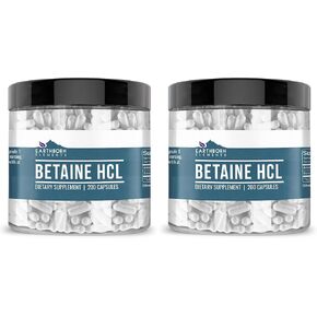 Earthborn Elements Betaine HCL، 200 كبسولة، تم اختبارها معمليًا، بدون حشو أو إضافات in Kuwait