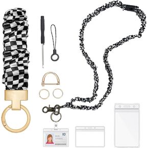 Scrunchie Lanyard Teacher with Safety Breakaway Buckle Stretchy Lanyards for ID Badges and Keys Retractable Keychain Holder for Women Ladies in Saudi Arabia