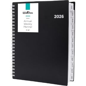 مخطط أسبوعي للمواعيد من WallDeca 2024 - مخطط أسبوعي وشهري سنوي، يناير - ديسمبر 2024، غطاء مرن مقاس 8.5 × 11 بوصة، من 7 صباحًا إلى 7 مساءً، صفحات ملاحظات، ربط بسلك مزدوج in Kuwait