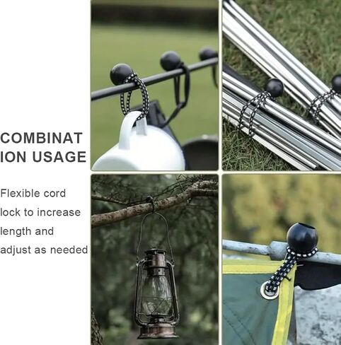 30 PCS Ball Bungee Cord, Heavy Duty Tie Down Cord, Tarp Canopy Bungee Balls for Camping, Tents, Cargo, Holding Wire and Hoses (6 Inch, Black-White) in Saudi Arabia