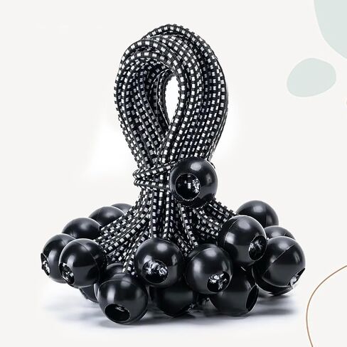 30 PCS Ball Bungee Cord, Heavy Duty Tie Down Cord, Tarp Canopy Bungee Balls for Camping, Tents, Cargo, Holding Wire and Hoses (6 Inch, Black-White) in Saudi Arabia