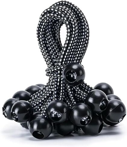 30 PCS Ball Bungee Cord, Heavy Duty Tie Down Cord, Tarp Canopy Bungee Balls for Camping, Tents, Cargo, Holding Wire and Hoses (6 Inch, Black-White) in Saudi Arabia