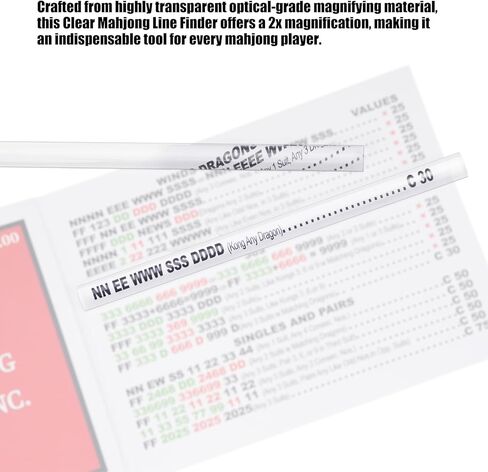 Clear Mahjong Line Finder with 2X Magnification,Set of 4 Ruler with Coffee Storage Bag, Ideal Gift for Beginner Players and Elderly Enthusiasts in Saudi Arabia