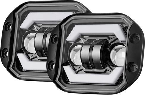 Flush Mount LED Pods with DRL, 2pcs 5Inch 80W Driving Lights Spot Flood Combo Beam Backup Bumper Lights for Trucks UTV ATV SUV Boat 4x4 Car … in Saudi Arabia