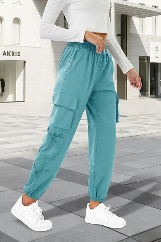 سراويل باراشوت كارجو للسيدات مع جيوب سريعة الجفاف للمشي لمسافات طويلة خفيفة الوزن ومقاومة للماء in Kuwait