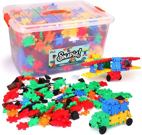 Snapid Building Bricks 1000 Pcs Connecting Toy - Strong Durable Colorful Block Set w Storage, Interlinking Construction Blocks for Kids - STEM Development, Creativity and Educational Children Toys, 4+ in Kuwait