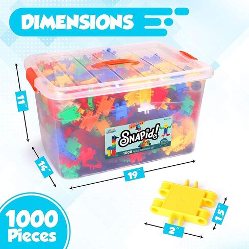 Snapid Building Bricks 1000 Pcs Connecting Toy - Strong Durable Colorful Block Set w Storage, Interlinking Construction Blocks for Kids - STEM Development, Creativity and Educational Children Toys, 4+ in Kuwait
