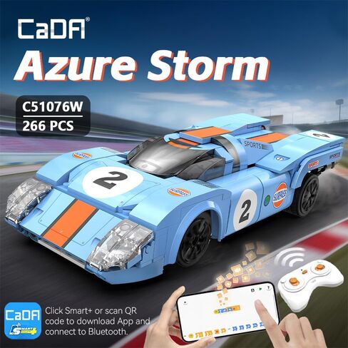 نموذج مكعبات بناء سيارة السباق CaDA C51076W، سيارة رياضية كلاسيكية GT مقاس 1:20، نظام تعليق متحرك وأبواب قابلة للفتح، مجموعة ميكانيكية صغيرة قابلة للتجميع مكونة من 266 قطعة للبالغين in Kuwait