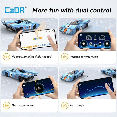 نموذج مكعبات بناء سيارة السباق CaDA C51076W، سيارة رياضية كلاسيكية GT مقاس 1:20، نظام تعليق متحرك وأبواب قابلة للفتح، مجموعة ميكانيكية صغيرة قابلة للتجميع مكونة من 266 قطعة للبالغين in Kuwait