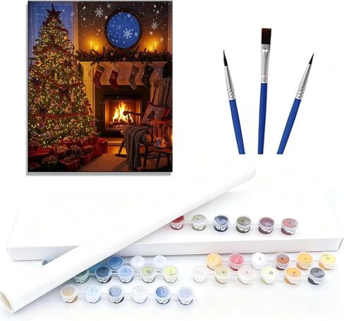 2Packs Christmas Paint by Number Kit for Adults,Starlight Santa Sleigh DIY Painting by Numbers on Canvas, Paint by Numbers for Adults, Beginner Friendly Art Set for Christmas Gifts in Saudi Arabia