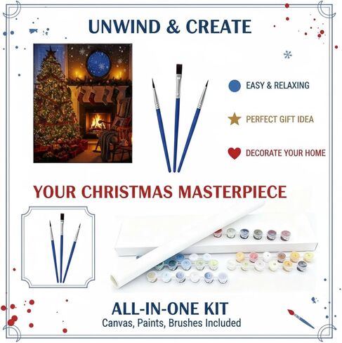 2Packs Christmas Paint by Number Kit for Adults,Starlight Santa Sleigh DIY Painting by Numbers on Canvas, Paint by Numbers for Adults, Beginner Friendly Art Set for Christmas Gifts in Saudi Arabia