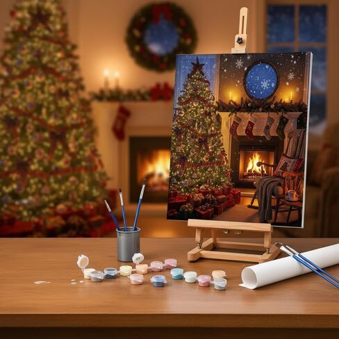 2Packs Christmas Paint by Number Kit for Adults,Starlight Santa Sleigh DIY Painting by Numbers on Canvas, Paint by Numbers for Adults, Beginner Friendly Art Set for Christmas Gifts in Saudi Arabia