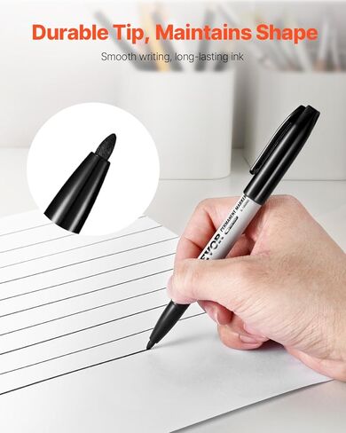 VEVOR Permanent Markers, 36 Pack Black Permanent Marker Set, Quick Drying & Fade Resistant, Fine Point Markers for Plastic, Paper, Metal, and More in Saudi Arabia