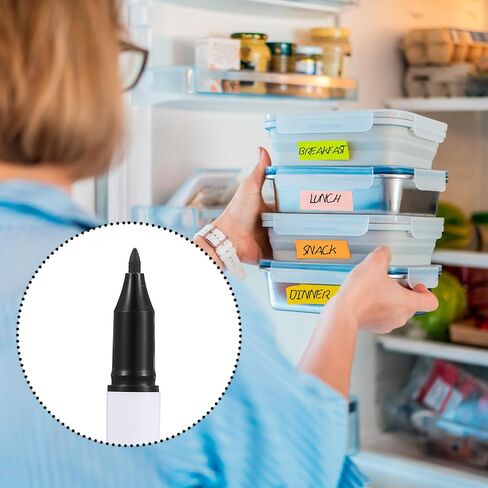 Janlaugh 2 Pcs Freezer Permanent Markers Waterproof Fast Drying Labels 1.0mm Chisel Fine Point Tips Food & Fridge Labels Markers Pen(Black and Blue) in Saudi Arabia