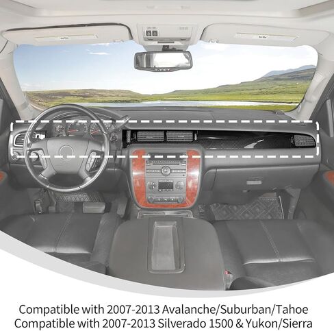 أغطية فتحات تهوية لوحة القيادة من ألياف الكربون من Linskip متوافقة مع 2007-2013 Chevy Silverado & GMC Sierra 1500 2500HD 3500HD، زخرفة لهجة التحكم في المناخ، الملحقات الداخلية in Saudi Arabia