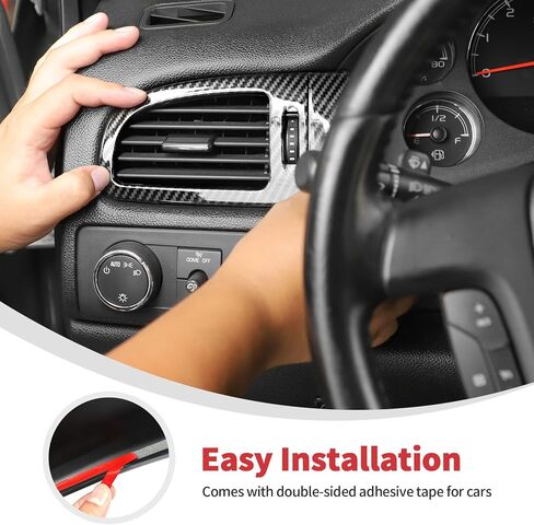 أغطية فتحات تهوية لوحة القيادة من ألياف الكربون من Linskip متوافقة مع 2007-2013 Chevy Silverado & GMC Sierra 1500 2500HD 3500HD، زخرفة لهجة التحكم في المناخ، الملحقات الداخلية in Saudi Arabia