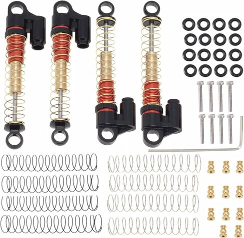Adjustable 43mm rc Shocks Absorber Damper for 1/24 Axial SCX24 Deadbolt C10 Wrangler Gladiator Bronco 1/24 RC Car Upgrade Part 4Pcs/Set(Black) in Saudi Arabia