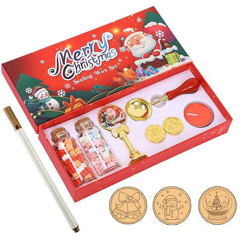 1 Pack Christmas Wax Seal Stamp Kit with Gift Box, Wax Seal Beads, 3 Wax Seal Stamps, Wax Seal Metallic Pen, Wax Seal Kit for Gift Wrapping, Envelope Sealing, Party Invitation (Red, Bells) in Saudi Arabia