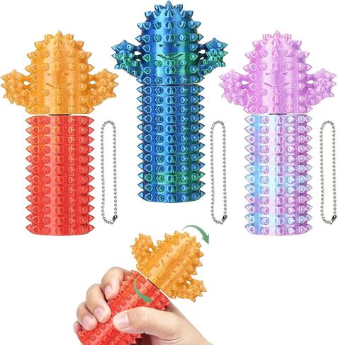 3 قطع دوارة صغيرة من Ouchies Pain Fidget ثلاثية الأبعاد مطبوعة على شكل صبار تململ القلق للبالغين Spiky Grippie Stim Keychain لتقليل التوتر هدية ممتعة in Kuwait