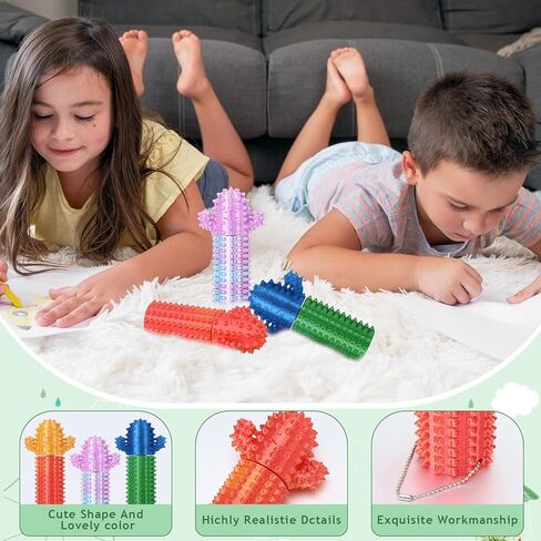 3 قطع دوارة صغيرة من Ouchies Pain Fidget ثلاثية الأبعاد مطبوعة على شكل صبار تململ القلق للبالغين Spiky Grippie Stim Keychain لتقليل التوتر هدية ممتعة in Kuwait