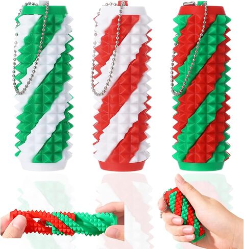 3Pcs Little Ouchies Christmas Pain Fidget Toys 3D Printed Spiky Sensory Stim Toys Portable Stress Relief Keychain for Teens Adults in Kuwait
