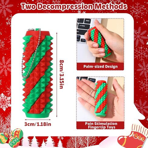 3Pcs Little Ouchies Christmas Pain Fidget Toys 3D Printed Spiky Sensory Stim Toys Portable Stress Relief Keychain for Teens Adults in Kuwait