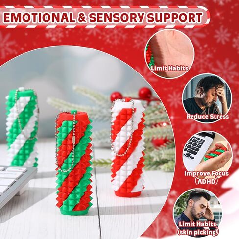 3Pcs Little Ouchies Christmas Pain Fidget Toys 3D Printed Spiky Sensory Stim Toys Portable Stress Relief Keychain for Teens Adults in Kuwait