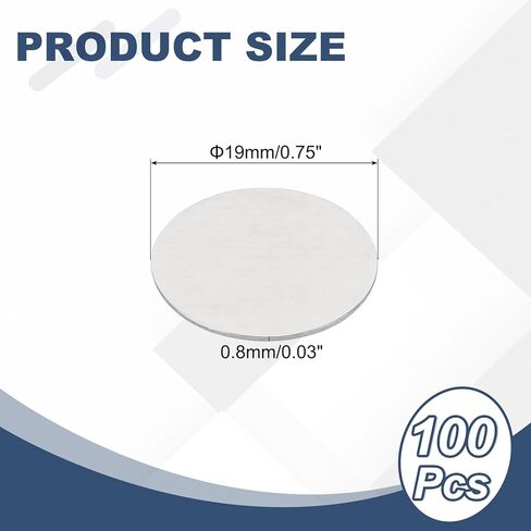 uxcell 100Pcs Stainless Steel Disc, 3/4"(19mm) Dia. 0.03"(0.8mm) Thick Round Flat Metal Plate Stamping Blanks, Circle Metal Plate for Crafts Stamping Jewelry Making in Saudi Arabia