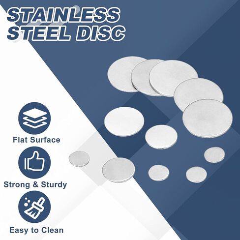 uxcell 100Pcs Stainless Steel Disc, 3/4"(19mm) Dia. 0.03"(0.8mm) Thick Round Flat Metal Plate Stamping Blanks, Circle Metal Plate for Crafts Stamping Jewelry Making in Saudi Arabia
