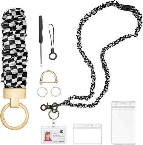 Scrunchie Lanyard Teacher with Safety Breakaway Buckle Stretchy Lanyards for ID Badges and Keys Retractable Keychain Holder for Women Ladies in Saudi Arabia