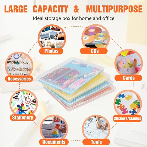 FUIJOL Photo Storage Box 11.5x8.5 Inch, 8 Pcs Portable Board Game Storage Container, A4 Paper Storage Box, Craft and File Organizer for Home/Office (8.5 * 11.5inch-8pcs) in Saudi Arabia