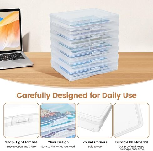 Photo Storage Box 11.5x8.5 Inch, 10 Pcs Portable Board Game Storage Container, A4 Paper Storage Box, Craft and File Organizer for Home/Office (8.5 * 11.5inch-10pcs) in Saudi Arabia