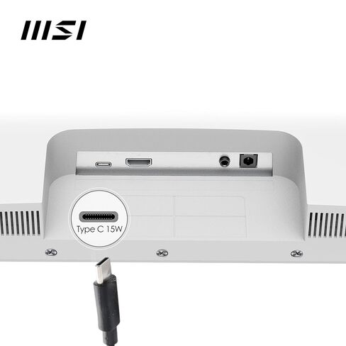 شاشة كمبيوتر MSI Modern MD2412PW مقاس 24 بوصة IPS 1920 × 1080 (FHD)، 100 هرتز، مزامنة تكيفية، جاهزة لـ HDR، HDMI، توصيل طاقة USBC 15 وات، مكبر صوت، قابل للتركيب على VESA، ارتفاع قابل للتعديل، 1 مللي ثانية، أبيض in Kuwait