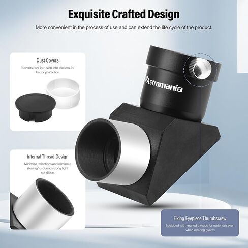 Astromania 1.25" 45-Degree Diagonal Prism Optical Prism Inside Rather Than a Mirror which Makes Your Image Clear and Sharp in Kuwait