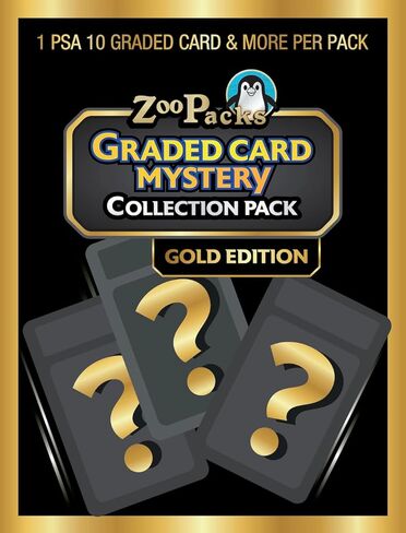 Pokemon TCG Graded Card Mystery Power Pack - الإصدار الذهبي - 1 بطاقة PSA 10 متدرجة + 25 بطاقة إضافية مع 5 Holofoils + 1 بطاقة مختومة من الإصدار الأول + 2 حزم معززة مختومة + 1 بطاقة رمز in Kuwait