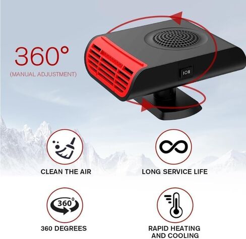 Portable Car Heater, 2-in-1 Car Defroster with 360° Rotation for Instant Windshield Defogging Demisting, Fast Heating & Cooling Fan for All 12V Vehicles, Trucks, RV in Saudi Arabia