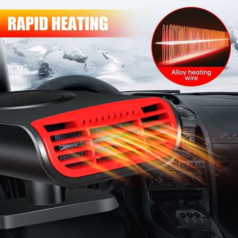 Portable Car Heater, 2-in-1 Car Defroster with 360° Rotation for Instant Windshield Defogging Demisting, Fast Heating & Cooling Fan for All 12V Vehicles, Trucks, RV in Saudi Arabia