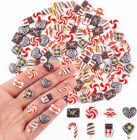 100 Pieces Tiny Christmas Candy Cane for Dollhouse Micro Resin Decor for Crafts Mini Things for Fairy Garden Micro Landscaping Decoration in Saudi Arabia