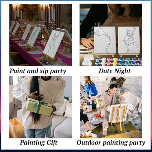 PAILIM 2 Pack Sip and Paint Kit for Adults Couples Painting Kit Pre Drawn Canvas to Paint at Home Date Night Party Favor Supplies Art Painting Set Couples Activity 8x10 Pour Wine in Kuwait