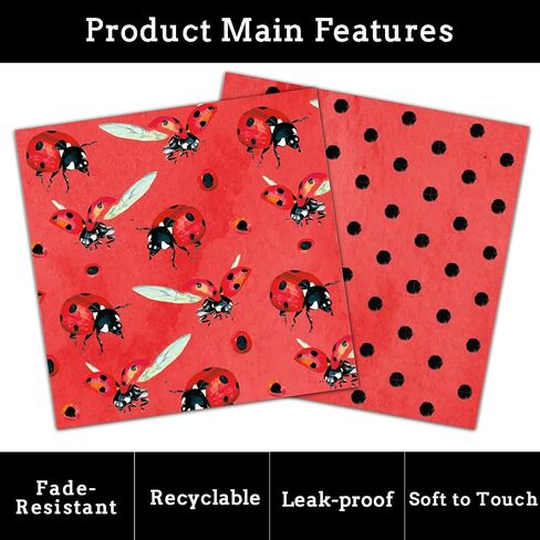 40Pcs Ladybug Disposable Paper Napkins Fancy Cute Ladybug Lunch Dinner Tableware Disposable Paper Napkin Black Red Little Lady Beetle Party Themed for Girls Boys Birthday Baby Shower Party Supplies in Saudi Arabia